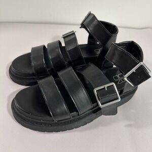 No Boundaries‎ Fisherman Lug Sole Comfort Platform Black Sandal Women's 9 Y2K